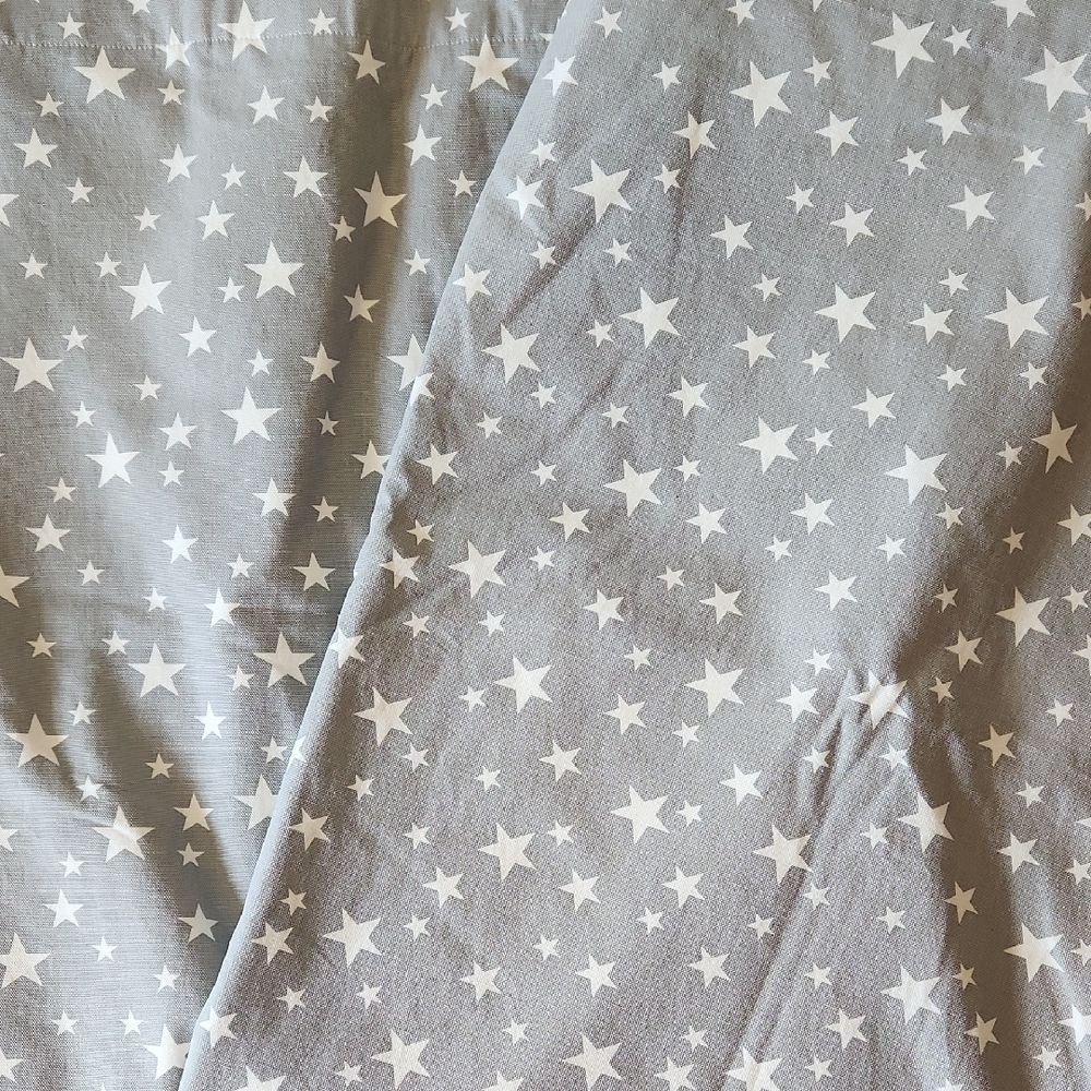Pottery Barn Kids Gray Star Blackout Curtains - 2 Panels 44in X 63in Each